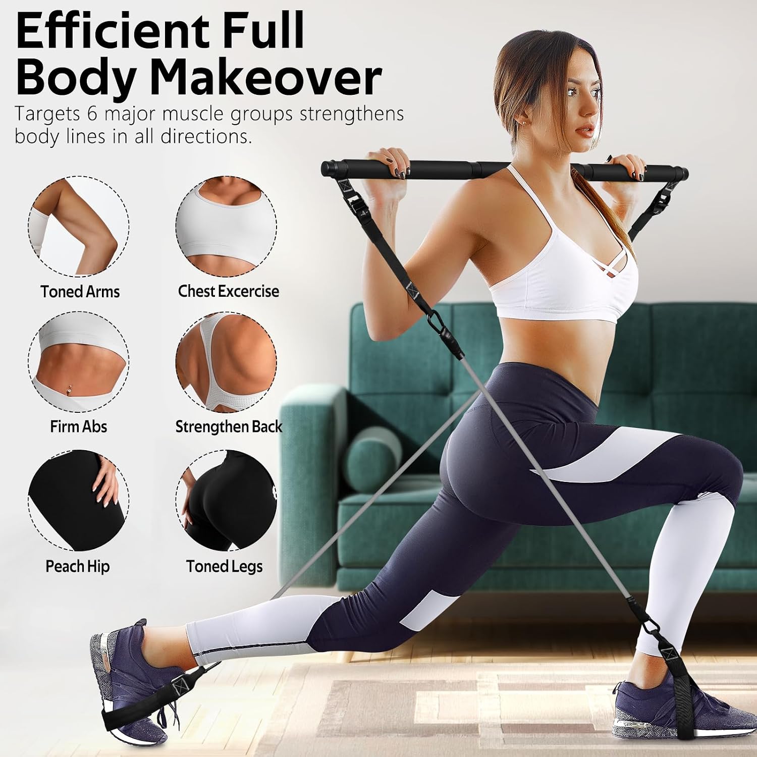 Workout Bar Fitness Resistance - Home Gym Equipment Set 评论和价格