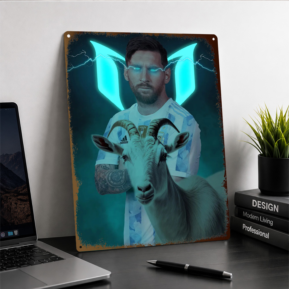 Lionel Messi With GOAT Shadow  - Home Gym Neon Sign 评论和价格